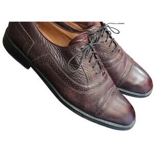 Vintage Mezlan Marque Brown Leather Brogue Cap Toe Oxford Lace Dress Shoes 10.5